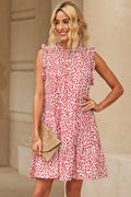 Printed Ruffled Sleeveless Tiered Dress